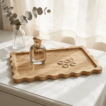 Bohemian Style Wavy Edge Wooden Tray price
